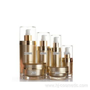 Wholesale luxurious acrylic round golden cosmetic bottle/jars with good price